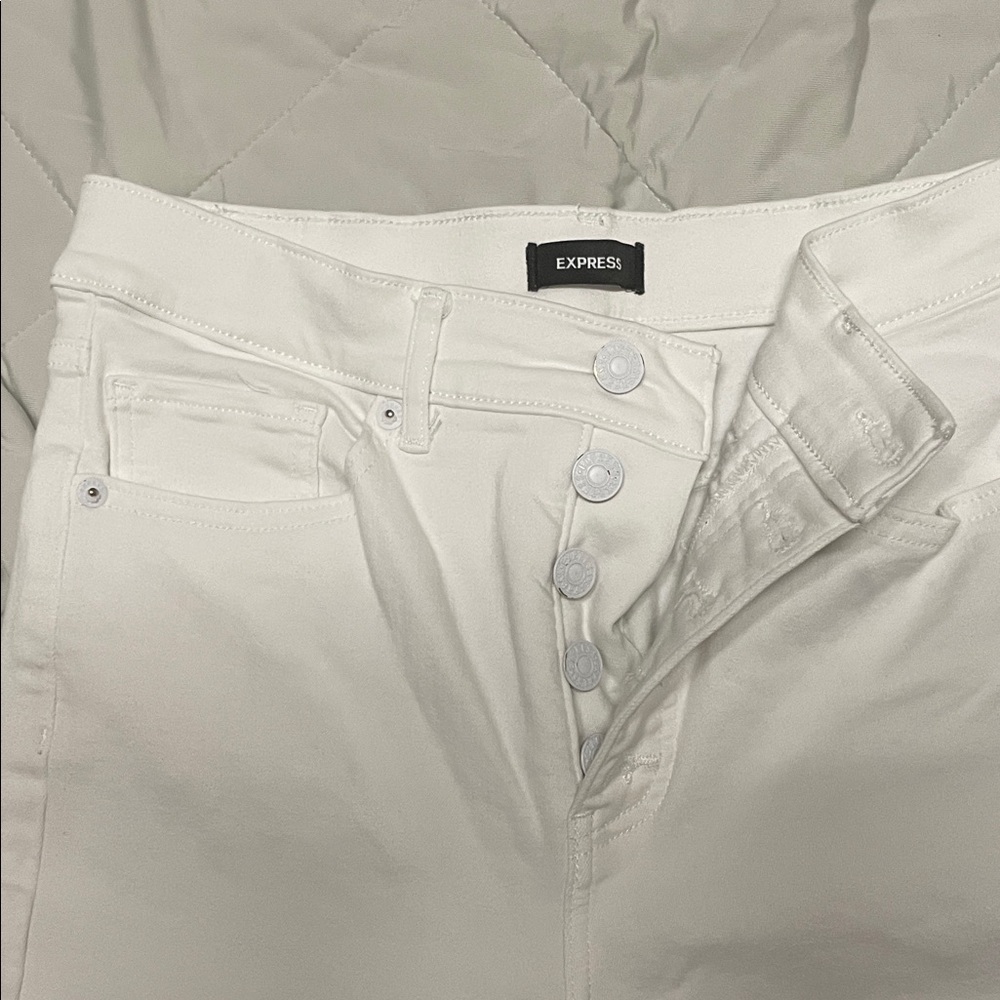 Express Cream Button-Fly Pants - Picture 2 of 6